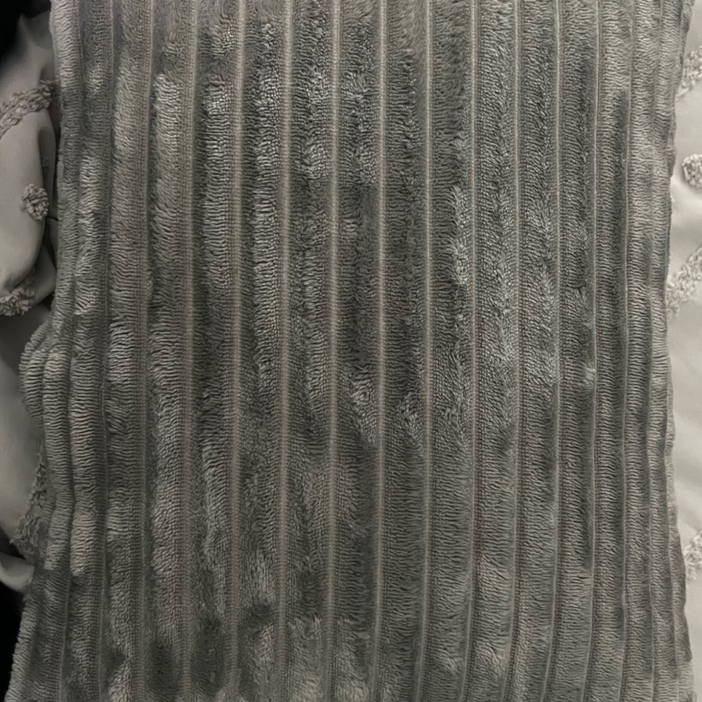Plush Gray Striped Pillow
